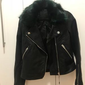 BlankNYC Faux Leather Jacket with Faux Fur